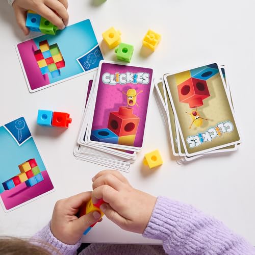 Miniland Creative Board Games for Kids +6 Years, Fun Family Games with Cards & Polycube Challenges, Encouraging Creativity, Speed and Family Fun, Kids Toys, Up to 4 Players | Clickies - color: Clickies