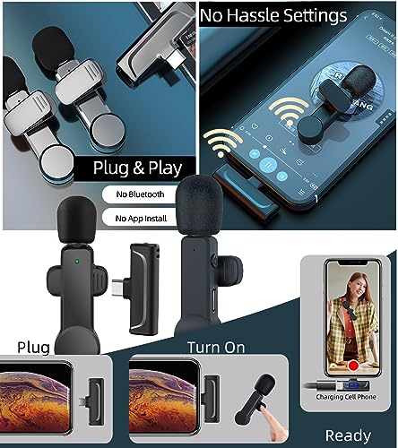 NPTCL Mini Wireless Microphone USB C for iPhone 17/16/15, Android Phone | Noise Canceling Clip on Mic,10 Hour Battery Life, 100Ft Transmission for Video Recording Vlogging Streaming Youtube Tiktok - style: 01 USB C
