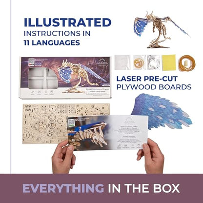 UGEARS 3D Wooden Puzzles for Adults - Windstorm Dragon 3D Puzzle - Mechanical Model Kits for Adults to Build - DIY Building Set Gifts for Fathers Day, Brain Teaser Puzzle, Hobby Kit - style: Windstorm Dragon