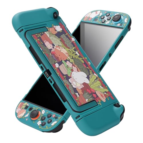 GeekShare Protective Shell Compatible with Switch 2, Kawaii Cartoon Dockable Case for Switch 2, Anti-Scratch and Shock-Absorption Design Cover Skin - Bunny Garden - size: For Switch 2