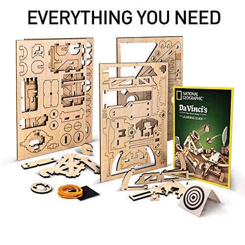 National Geographic Da Vinci Catapult Wood Building STEM Kit for Kids | Build a Working Catapult, Wooden 3D Puzzle, Engineering Model, Hands-On STEM Project, Construction Toy, Birthday Gift