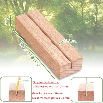 31Pcs Wooden Place Card Holders, Wood Photo Picture Card Holders for Weddings Banquets and Parties, Beech Table Number Holder Stands, Wood Menu Holder for Restaurants (31 Pcs-2.8mm Slots) - size: 31 Pcs-Slots 2.8 mm