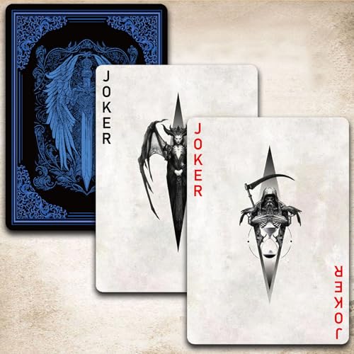Genesis Series Playing Cards, Vintage-Style Premium Poker Cards, Dual-Sided Anti-Slip Finish Deck of Cards, Durable and Flex-Resistant, Family Gatherings, Party Entertainment, Collecting.(Blue)