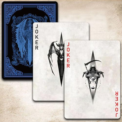 Genesis Series Playing Cards, Vintage-Style Premium Poker Cards, Dual-Sided Anti-Slip Finish Deck of Cards, Durable and Flex-Resistant, Family Gatherings, Party Entertainment, Collecting.(Blue)
