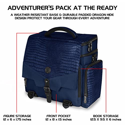 ENHANCE Travel Bag for DND Collector's Edition, Bag Compatible with Dungeons and Dragons, Battle Mat Holder, Dice Pockets and Accessories, Carry 4-8 Books (Blue Dragon) - color: Dragon Blue