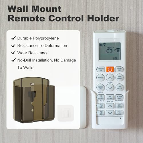 Remote Control Holder Wall Mount, (3.5" x 1.63" x 3.94")-Universal TV AC Remote Controller Organizer Box Air Conditioner Media Player Holder for Home/Office/School, Clear Black