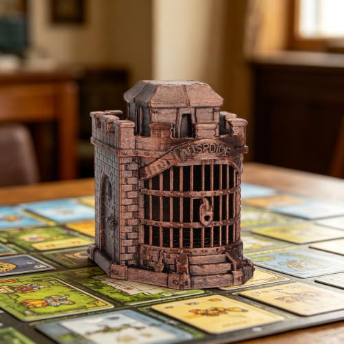 Dungeon Master Gifts Gaming Table Decor Dice Prison RPG Accessory AF1226D | Red Copper Color DND Dice Jail & Tabletop Dice Organizer, Immersive Miniature Map Props for Trench Crusade and Wargames - color: Af1226d Dice Jail Red Copper