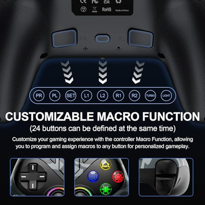 Gamrombo LED Wireless Controller for PS5, Dual Vibration, Compatible with PS5 Pro/Slim/PC, n, 3.5mm Audio Jack, 6-Axis Motion Control Gamepad with Speaker/Macro/Turbo Functio (Camo - color: Camo