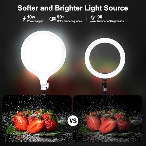Ring Light for Streaming, 10'' Full Screen LED Ring Light for Desk with 360° Adjustable Arm, Video Conference Lighting for Zoom Meetings, Live Streaming, Podcast, Content Creator, TikTok, YouTube
