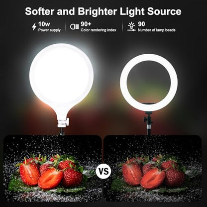 Ring Light for Streaming, 10'' Full Screen LED Ring Light for Desk with 360° Adjustable Arm, Video Conference Lighting for Zoom Meetings, Live Streaming, Podcast, Content Creator, TikTok, YouTube