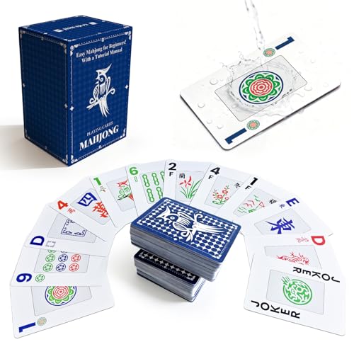 166-Pcs Mahjong Playing Cards - Waterproof & Non-Slip PVC Material, Large Font for Easy Reading, Durable & Portable, Ideal for Beginners & Elderly, Perfect for Travel, Camping,Family Games - style: Amarican Mahjong Playing Cards