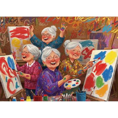 1000 Piece Jigsaw Puzzles for Adults, Art Grandma Crew Puzzle with 1:1 HD Poster, Precise Interlocking, Letter Markings on Back, Dust-Free, Stress Relief & Ideal Family Game Gift - color: Art Grandma Crew