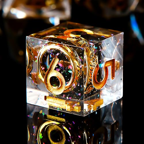 Ring DND Dice Set Sharp Edge Resin Dice,Ring Inclusion Suitable for Lord of the Ring D&D Dice RPG Role Playing Games Suitable for Dungeons and Dragons Polyhedral Dice Set（Black） - color: Gold