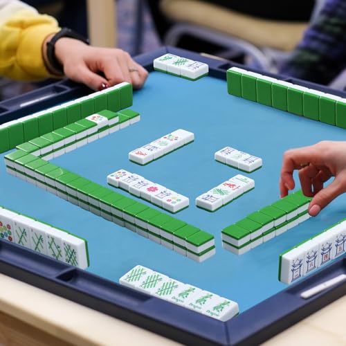 160 Pcs Green American Mahjong Only, 1.2 x 0.8 Inches Flowers Theme Melamine Mahjong Tiles, Hand Carved Pattern for Mah Jong Games, Adult Classic Board Games, Beginners, Mah Jong Lovers - color: Fresh Color, style: Classic