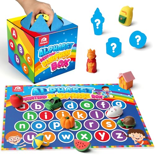 Coogam Mystery Surprise Box, Fine Motor Letter Matching and Sorting Game, 26pcs Alphabet Educational Montessori Learning Toy Gift for Preschool Kindergarten 3 4 5 Year Old