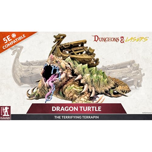 Dungeons & Lasers Dragon Turtle Miniature - Large Figure for Use with DND and 5E Compatible RPG Games - Unpainted and Unassembled - for Ages 14 Years and up