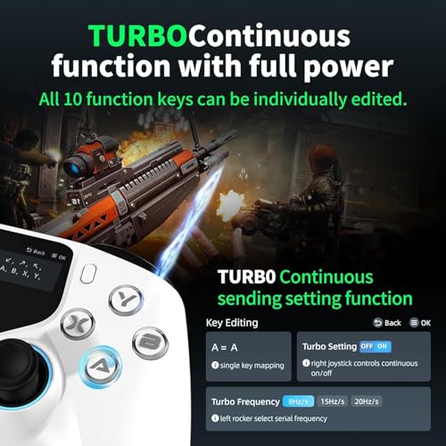 NBCP Wireless PC Controller with Interactive Screen - Gaming Controller with Hall Joysticks & Triggers - 1000Hz Polling Rate & 2 Programmable Buttons, Gyroscope Calibration & Drift Repair Function, Motion Control, Compatible with PC/Switch/ iOS/Android