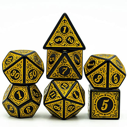 Dice Set D&D-DND Polyhedral Dice (7 Pcs) with Gift Dice Bag for Dungeons and Dragons Role Playing Dice Games RPGs (Dice-Yellow with Black Edge) - color: Dice- Yellow With Black Edge