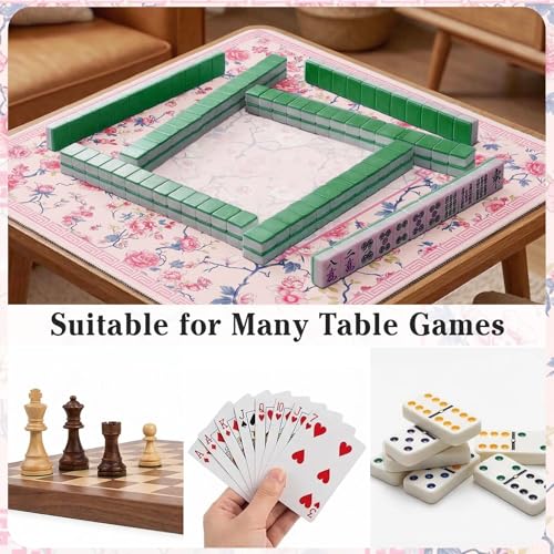 Britimes Mahjong Mat with Black Carrying Bag,31.5"x31.5", Floral Pink | Non-Slip Noise Reduction Gaming Mat Rubber Multi Purpose Game Table Cover for Mahjong Card Dominoes Board Tile Games - color: Pink Flowers