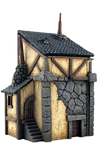 War World Gaming Fantasy Village Set of 4 Houses – 28mm Heroic Scale Wargaming Terrain Model Diorama Scenery Wargame Tabletop Medieval Battle Wargame Battleboard
