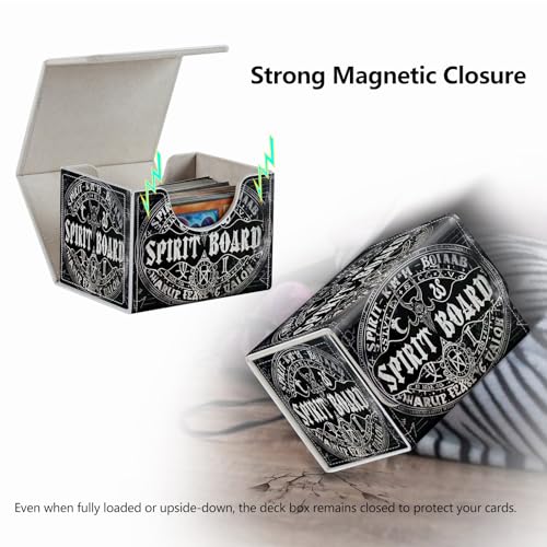 Strong Magnet Card Case Deck Box Mtg Card Box Playing Card Box Magic Deck Box Tcg Up to 200 Cards Creative Pattern Trading Card Storage Box for Collectible Card Games, A Black White Spirit Board - color: A Black White Spirit Board