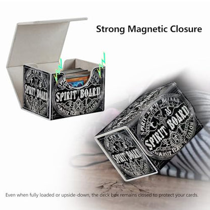 Strong Magnet Card Case Deck Box Mtg Card Box Playing Card Box Magic Deck Box Tcg Up to 200 Cards Creative Pattern Trading Card Storage Box for Collectible Card Games, A Black White Spirit Board - color: A Black White Spirit Board