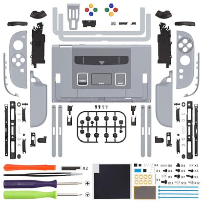 eXtremeRate DIY Replacement Shell Buttons for Nintendo Switch 2, Full Set Back Plate Controller Housing with Button for Switch 2 Console & Joycon 2 - Deluxe Version - SFC SNES Classic EU Style - color: SFC SNES Classic EU Style