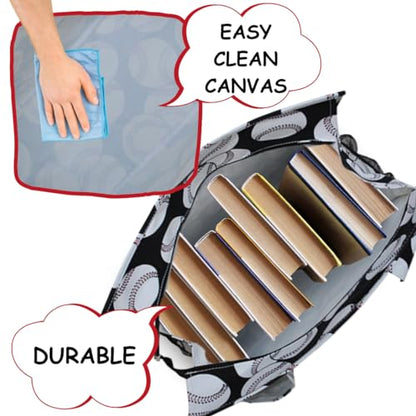 NGIL Utility Water Resistant Tote Bag | Work Tote for Women, Nurse Bag, Teacher's Choice Purse, Gym Bag, Everyday Organizer Top Zipper Closure - color: Baseball- Black