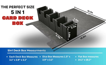 5 in 1 Trading Card Deck Box with 4 Card Holders and Dice Tray PU Leather Strong Magnetic Closure Storage Case Fits 800+ Unsleeved Cards for MTG YuGiOh Pokemon and Sports Cards