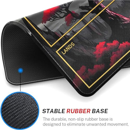 TCG Playmat Stitched Edges, 24 x 14 inches MTG Play Mat for MTG Trading Card Game Playmats Smooth Surface Battle Game Rubber Collection - color: Night Scenery With Zones