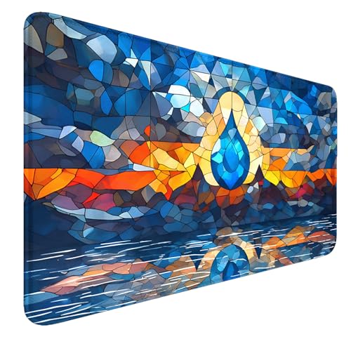 MTG MATS, 24" x 14" TCG DND Playmats Stitched Edges for Trading Card Smooth Rubber Surface Anti-Slip Mouse Pad with Storage Bag Thickened 3mm for Magic Playmat Gaming Mat - color: Water Droplets, size: Playmat Without Zones
