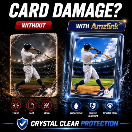 Amzlink® 400 Card Sleeves Toploads for Cards, 3" x 4" Baseball Card Protectors, Premium Standard Size Trading Hard Plastic Card Holder for Sports Football Cards(200 Hard Protectors +200 Soft Sleeves)