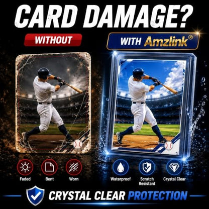 Amzlink® 400 Card Sleeves Toploads for Cards, 3" x 4" Baseball Card Protectors, Premium Standard Size Trading Hard Plastic Card Holder for Sports Football Cards(200 Hard Protectors +200 Soft Sleeves)