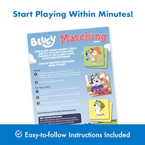 Wonder Forge Bluey Matching Game - Family & Toddler Games - Educational Toys - Memory & Brain Games for Kids Ages 3-5, Indoor Recess