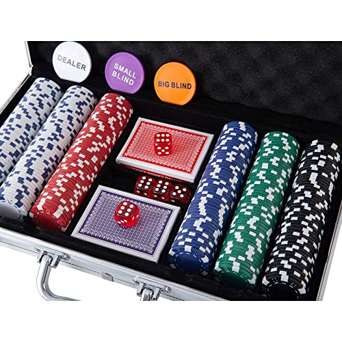 Poker Chip Set - 300PCS Poker Chips with Aluminum Case, 11.5 Gram Chips for Texas Holdem Blackjack - style: 300pcs