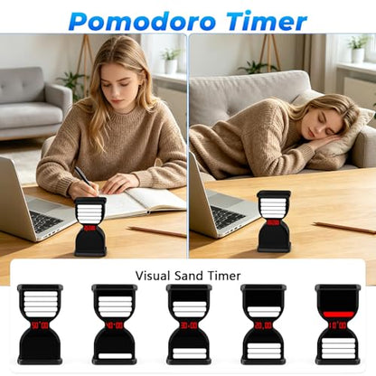Digital Hourglass Timer, Sand Timer Rechargeable Visual Pomodoro Timers with On/Off Alarm Volume & LED Display, Desk Flip Timer for Study,Work, Kitchen (Black) - color: Black