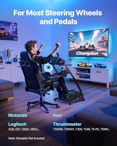 VEVOR Racing Wheel Stand, Adjustable & Foldable Simulator Stand for Logitech G29 G27 G920 G923, Thrustmaster T300RS T300GT T248 TS-PC TSXW Gaming Cockpit,Pedals Simulator NOT Included | Fit for Logitech G29 G27 G920 G923, Thrustmaster T300RS T300GT T248 T