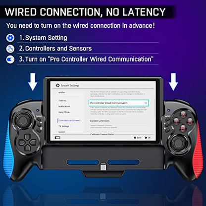 Gammeefy Switch Controllers, Switch Controller One Piece Joy Pad Replacement for Switch Pro Controller, Switch Controllers Remote Suitable for Big Hand Players with Adjustable TURBO Function
