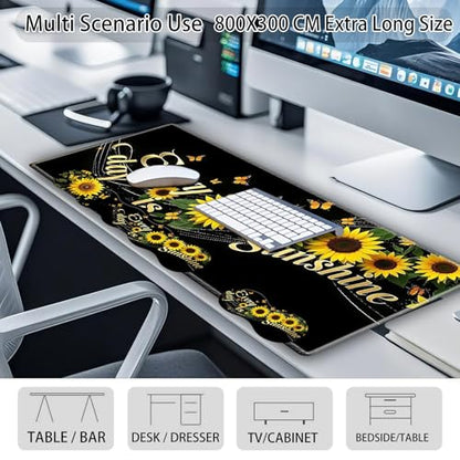 Large Gaming Mouse Pad Set with Wrist Support – 31.5" x 11.8" 4-in-1 XXL Mousepad with Keyboard Wrist Rest, Mouse Wrist Rest & Coaster – Ergonomic Desk Mat for Office, Home – Sunflower - color: Sunflower