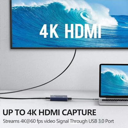 dobestyou 4K Capture Card Grey for Streaming, Recording & Gaming – HDMI Video Capture Device with USB 3.0, 1080p 60fps, Plug & Play,Zero Latency for PS5, Xbox, Switch, OBS, PC, Mac - size: Capture Card With Hdmi Cable-Grey