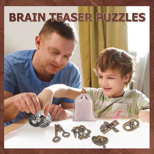 Joyeee Brain Teaser Puzzles, Metal Puzzle Set IQ Test Game, Educational Toys Physics Mind Puzzles Gift for Family Games Office Party Prizes Kids Teens Adults Challenge - Starter Level, 6Pcs Type B