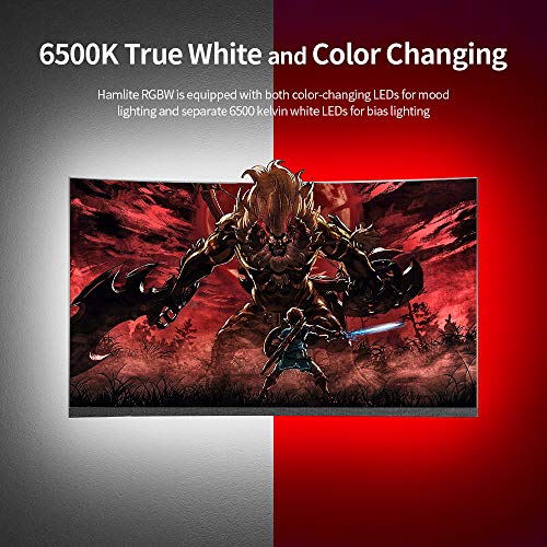 HAMLITE TV Bias Lighting 6500K True White for 70 72 75 80 82 85 Inch TV, 18Ft USB TV LED Backlight with RF Remote Cover 4 Sides Behind TV Background Room Decor Gaming Light for Men Ambient Mood Light - size: 70-85'' TV