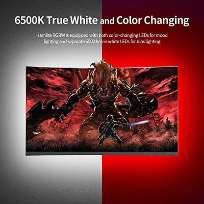 HAMLITE TV Bias Lighting 6500K True White for 70 72 75 80 82 85 Inch TV, 18Ft USB TV LED Backlight with RF Remote Cover 4 Sides Behind TV Background Room Decor Gaming Light for Men Ambient Mood Light - size: 70-85'' TV