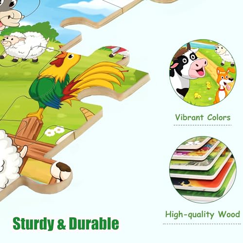 Puzzles for Kids Ages 4-6 4-8, Wooden Jigsaw Puzzles 48-60 Pieces for Toddler Children Learning Educational Puzzles 4 5 6 7 8 Year Toys for Boys and Girls (6 Puzzles)