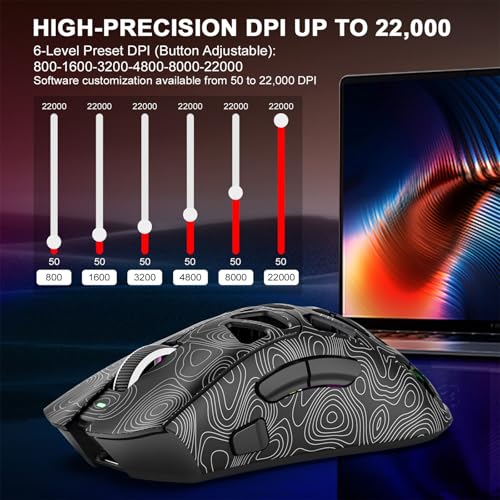 G11 Lightweight Wireless Gaming Mouse for FPS & Competitive Gaming, Tri-Mode Bluetooth 5.1/2.4GHz/USB-C, 22000 DPI RGB Mouse with Programmable Buttons for PC, Laptop & Mac - color: Line Black