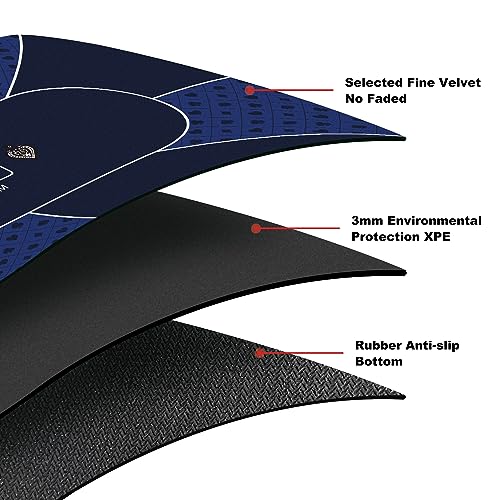 94 x 47 Inch Poker Mat with Stronger Sewn Edges, 10 Players Texas Hold'em Poker Rubber Mat Poker Topper for Tables, Folding Portable Poker Table Top Layout w/Carrying Bag for Poker Games, Blackjack - color: 94x 47 Inch Blue
