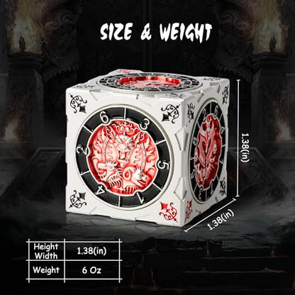 DNDND Unique 7-in-1 Spinner Dice Cube for Dungeons and Dragons DND – Chimera, Mind Flayer Themed D&D Collector's Set for TTRPG Players and Dungeon Masters (Silver with Red) - color: Silver Red