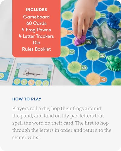 SimplyFun Lily Pond - Educational Game to Practice Early Reading and Spelling - an Engaging and Fun Toddler Game - 2 to 4 Players, Ages 4 & Up - style: Lily Pond