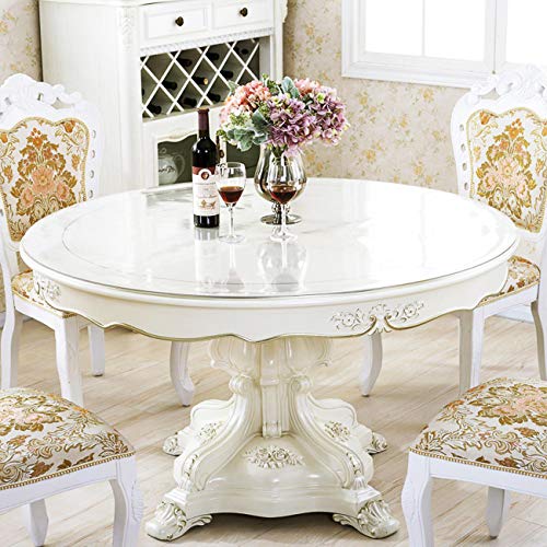 Round Clear Table Cover - Clear PVC Vinyl Tablecloth Protector - Easy Clean, Waterproof - 40 Inch Dia - color: Round New Clear 1.5mm, size: 40.6" (Round)