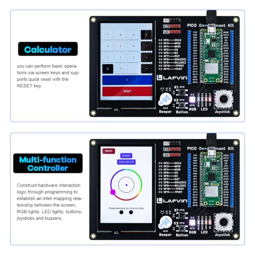 LAFVIN PICO Development Kit for Raspberry Pi Pico 2/2W/1/1W, 3.5" 320×480 Capacitive Touch Screen, Mini PSP Joystick, Plug-and-Play No Soldering, 40PIN GPIO Expansion Board